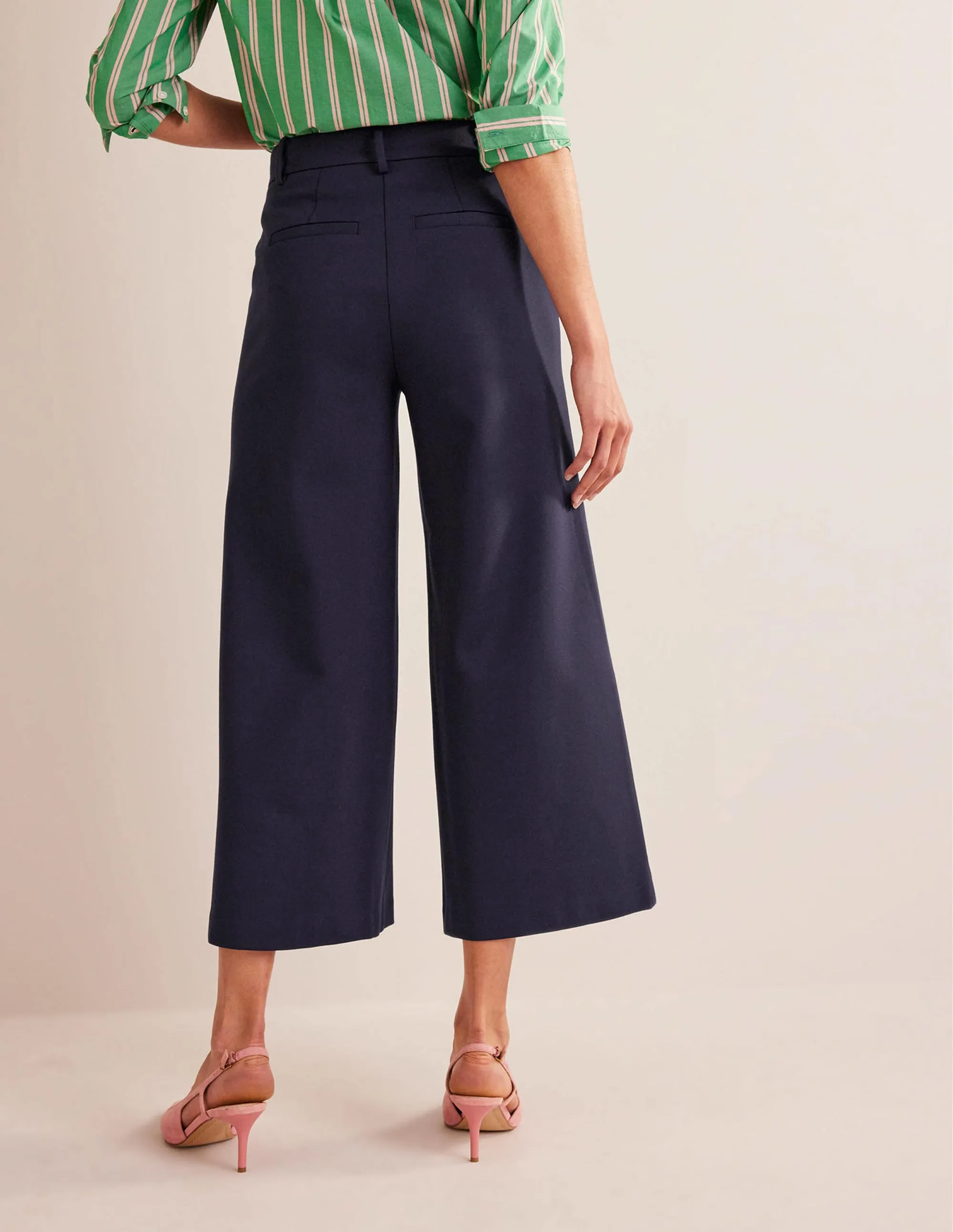 Wide-Leg Ponte Culottes-Navy